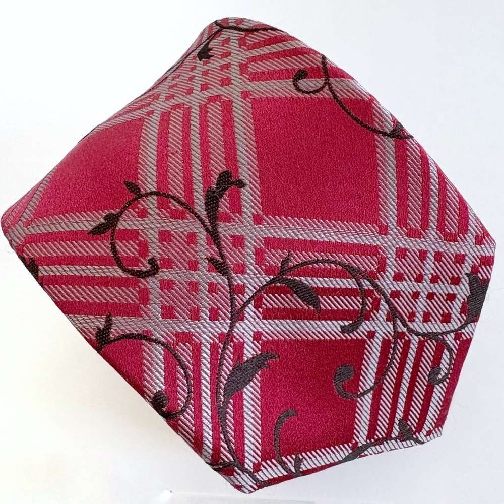 Guy Laroche Paris Burgundy and Black 100% Silk Tie